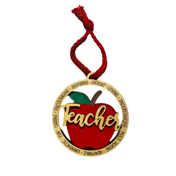 NIP Wooden Teacher Ornament - Picture 1 of 4